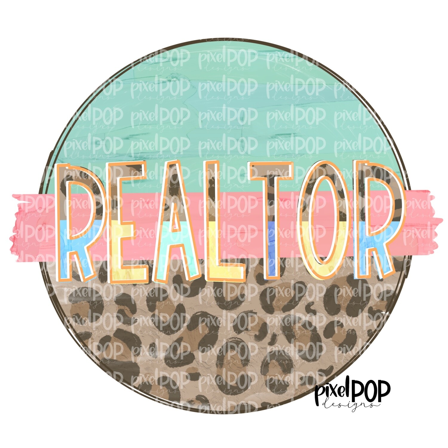 Realtor Leopard and Mint PNG | Realtor Design | Realtor Digital | Hand Painted | Digital Download | Printable