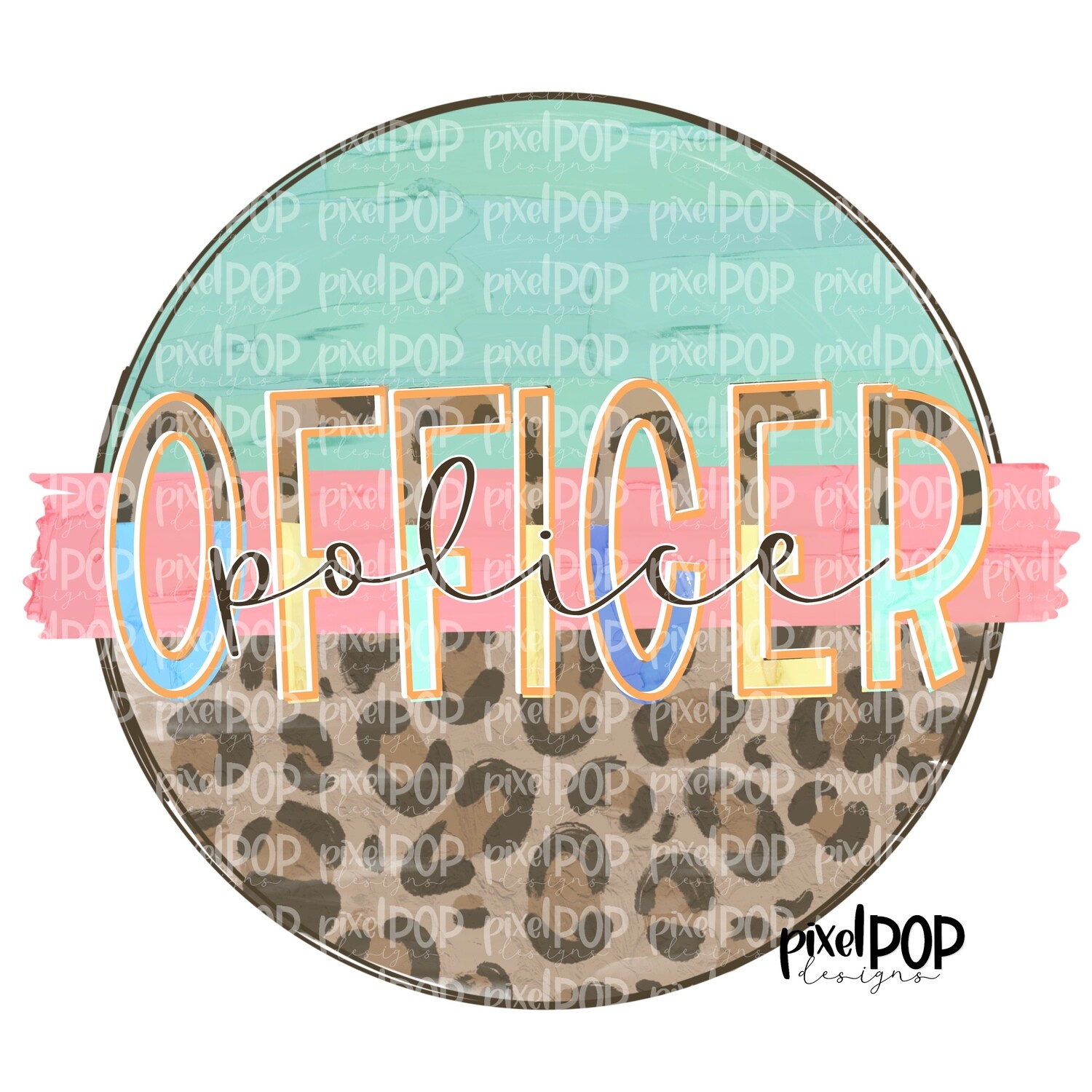 Police Officer and Leopard Mint PNG | Police Officer Design | Police Officer | Hand Painted | Digital Download | Printable