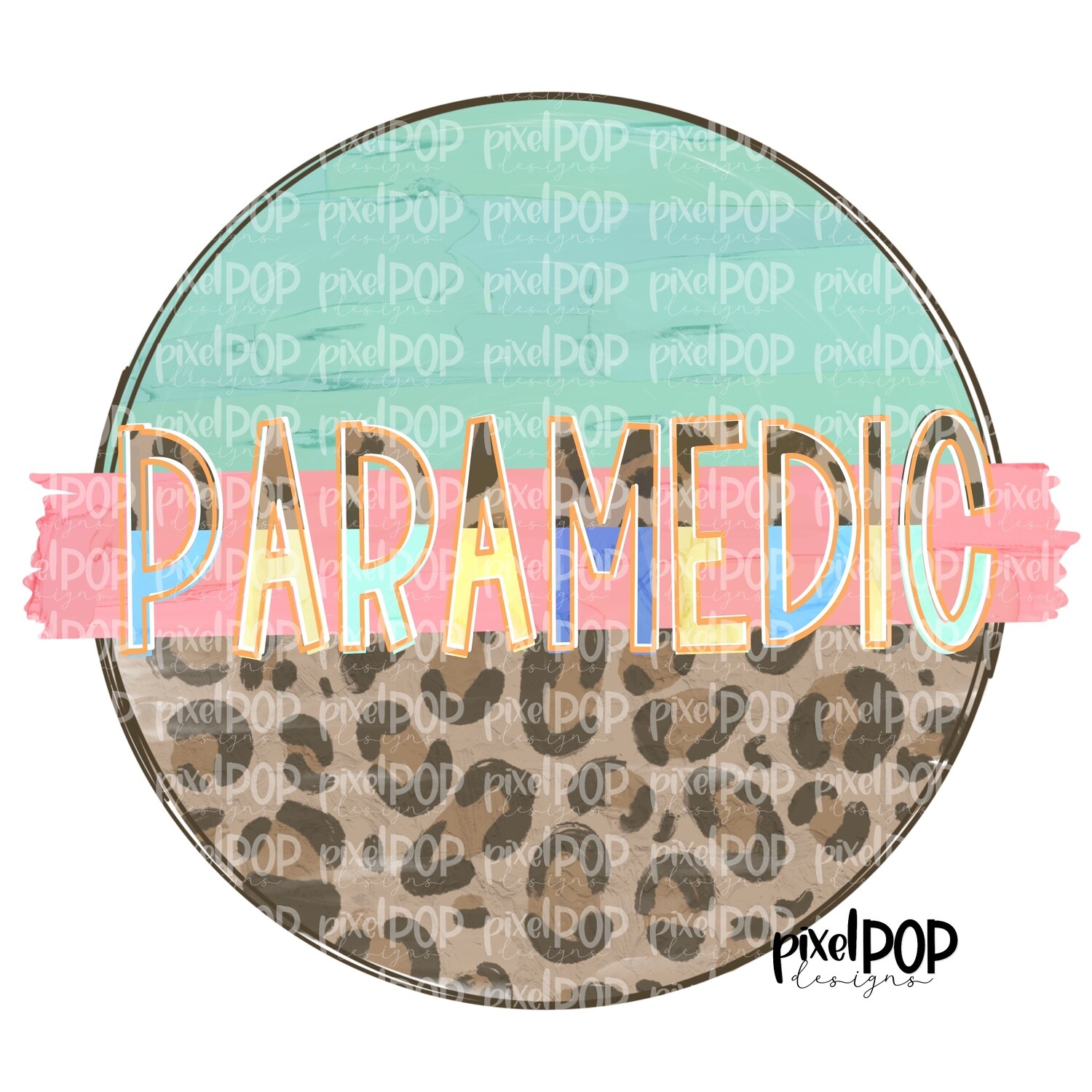 Paramedic Leopard and Mint PNG | Paramedic Design | Paramedic | Hand Painted | Digital Download