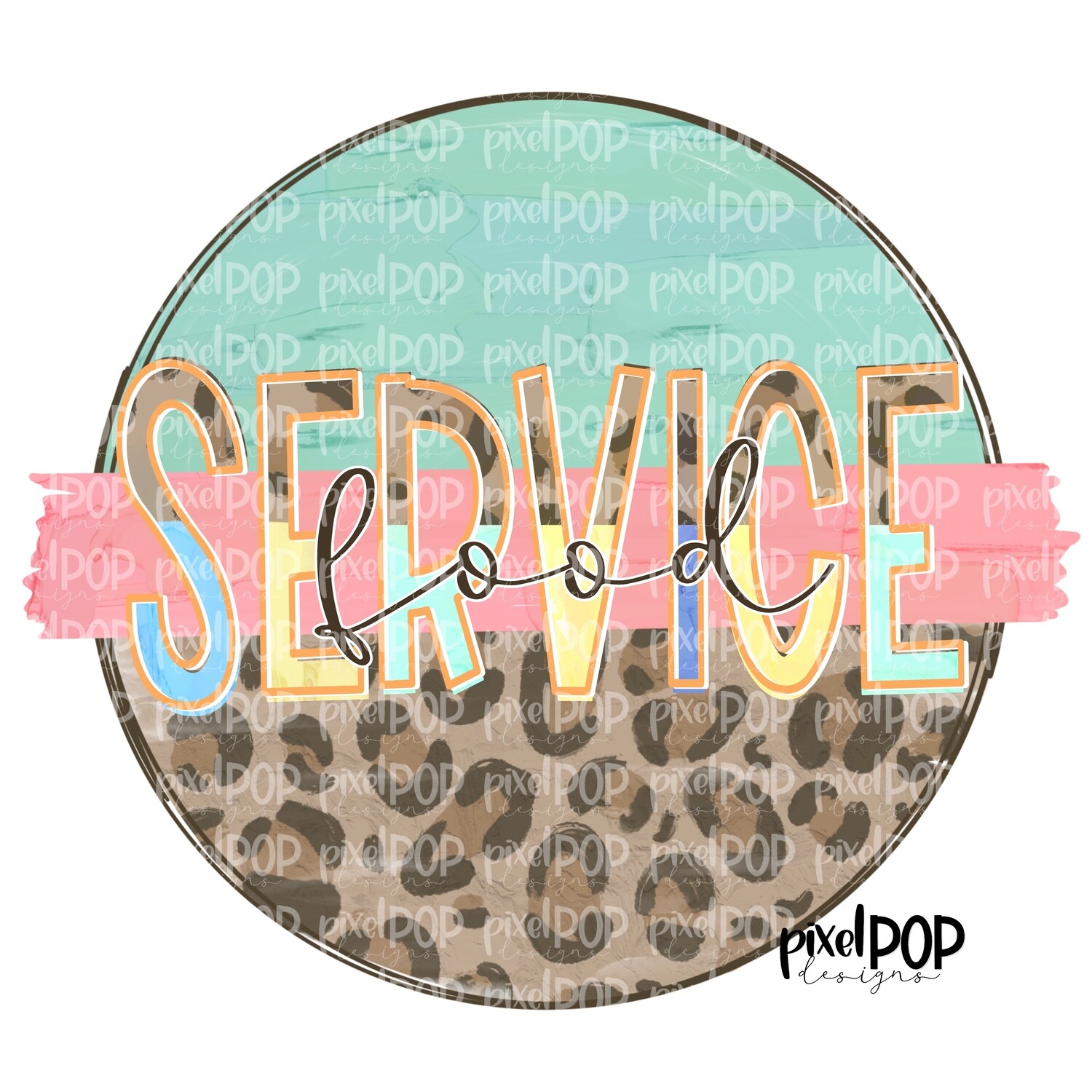 Food Service Leopard and Mint PNG | Food Service Design | Food Service Digital | Hand Painted | Digital Download