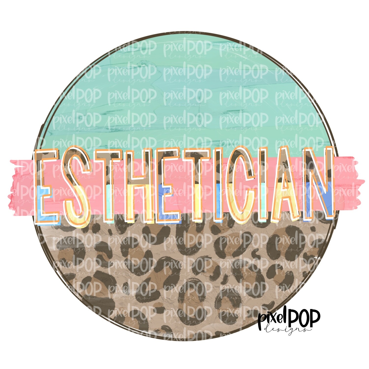Esthetician Leopard and Mint PNG | Esthetician Design | Esthetician Digital | Hand Painted | Digital Download