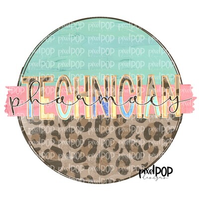 Pharmacy Technician Leopard and Mint PNG | Pharmacy Technician Design | Pharmacy Technician | Hand Painted | Digital Download | Printable