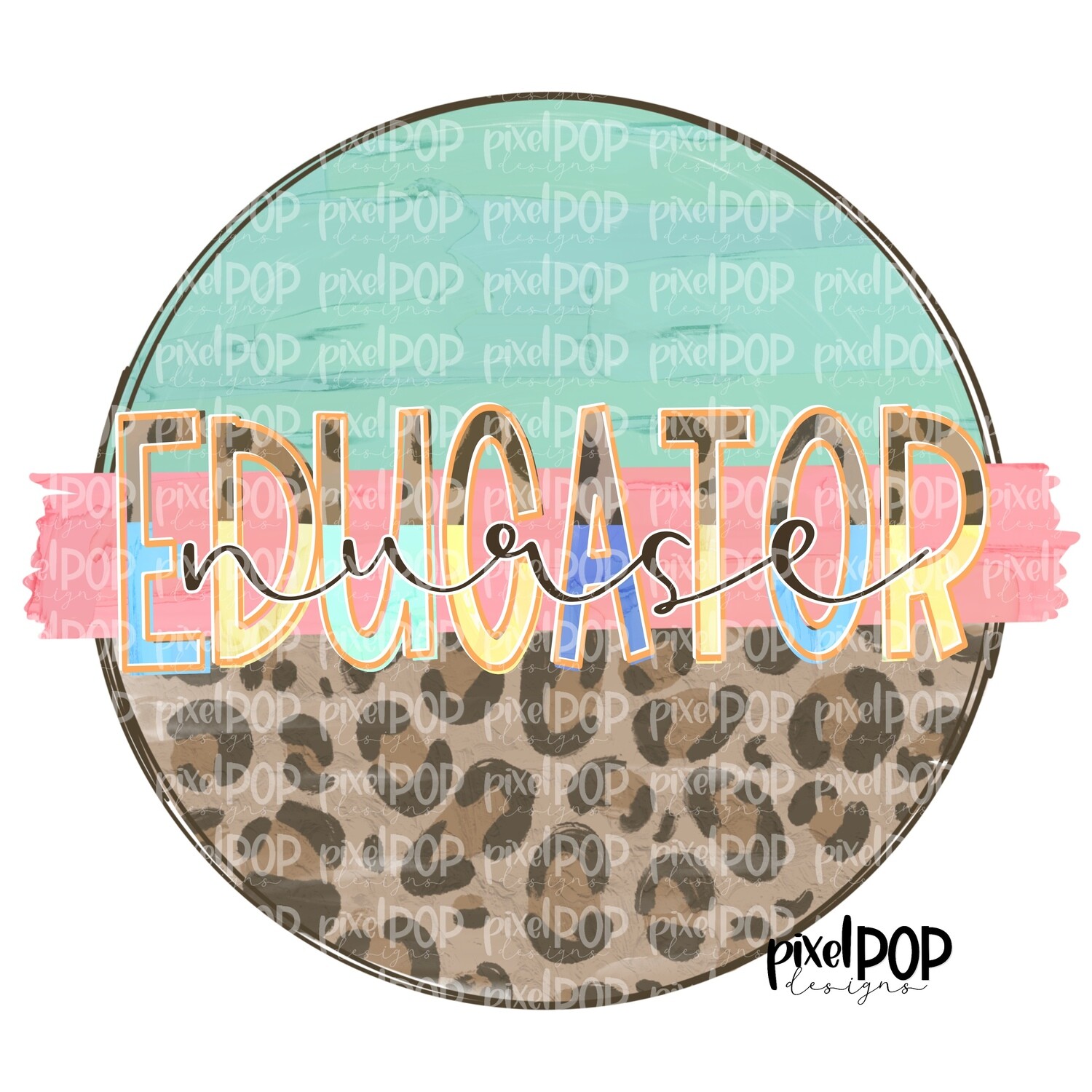 Nurse Educator Leopard and Mint PNG | Nurse Educator Design | Nurse Educator | Hand Painted | Digital Download