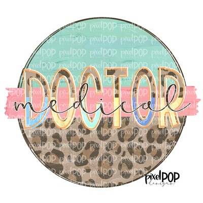 Medical Doctor Leopard and Mint PNG | Medical Doctor Design | Medical Doctor Digital | Hand Painted | Digital Download
