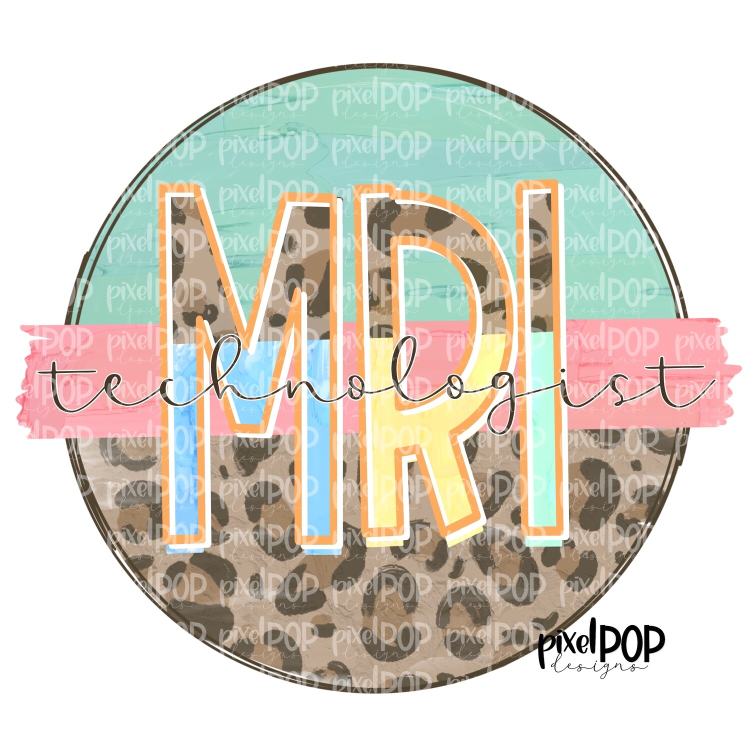 MRI Technologist Leopard and Mint PNG | MRI Technologist Design | MRI Technologist | Hand Painted | Digital Download