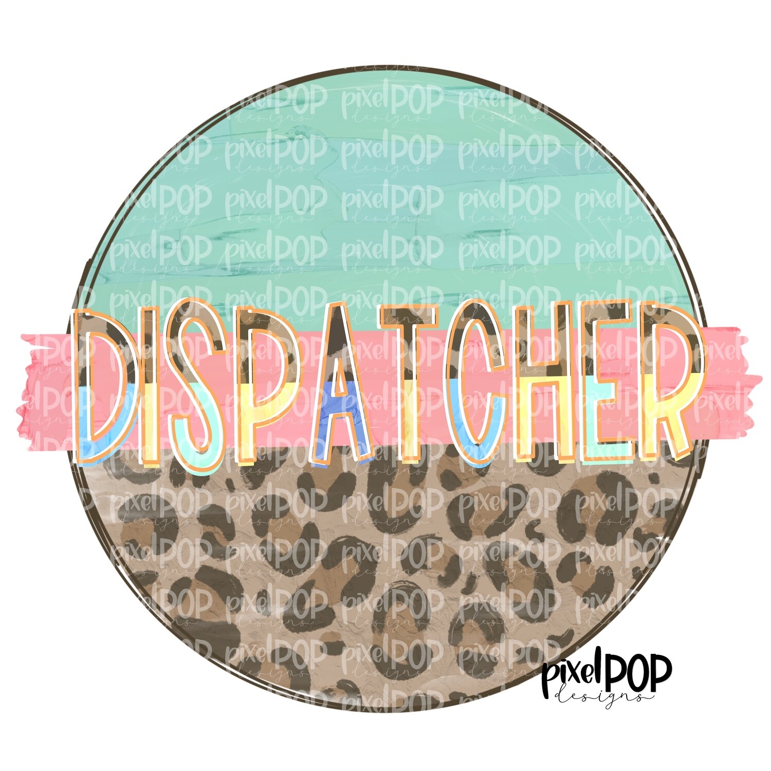 Dispatcher Leopard and Mint PNG | Dispatcher Design | Dispatcher Digital | Hand Painted | Digital Download