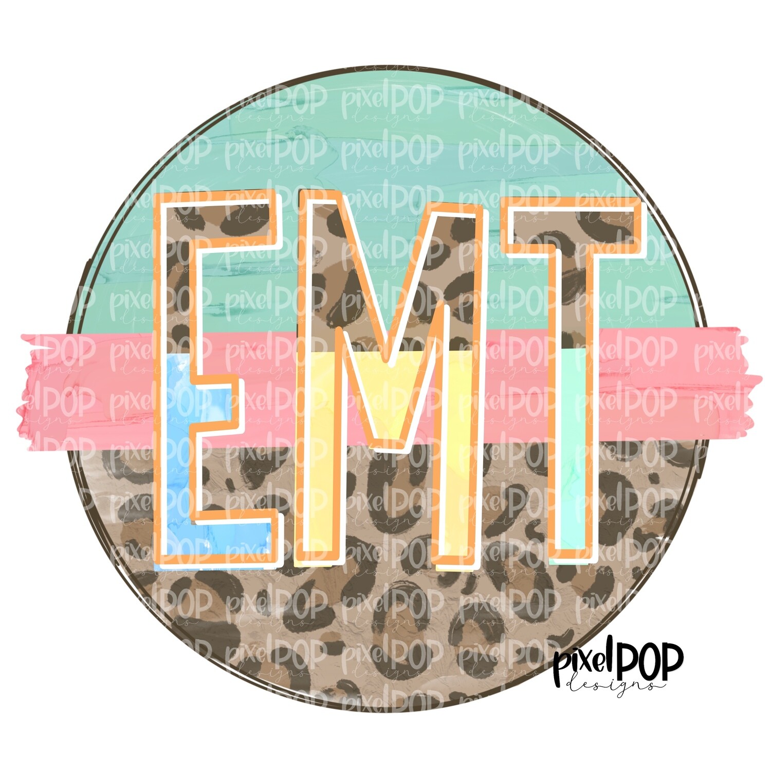 EMT Leopard and Mint PNG | EMT Design | EMT Digital | Hand Painted | Digital Download