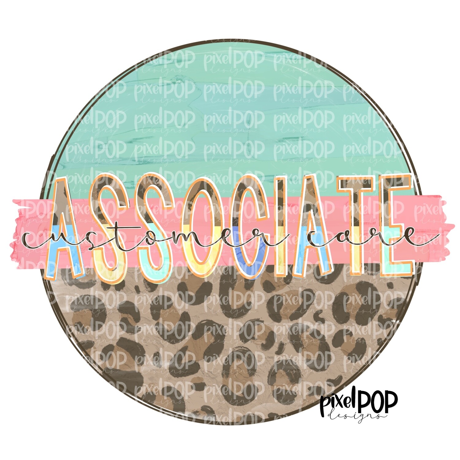 Customer Care Associate Leopard and Mint PNG | Customer Care Associate Design | Customer Care Associate Digital | Hand Painted | Digital Download