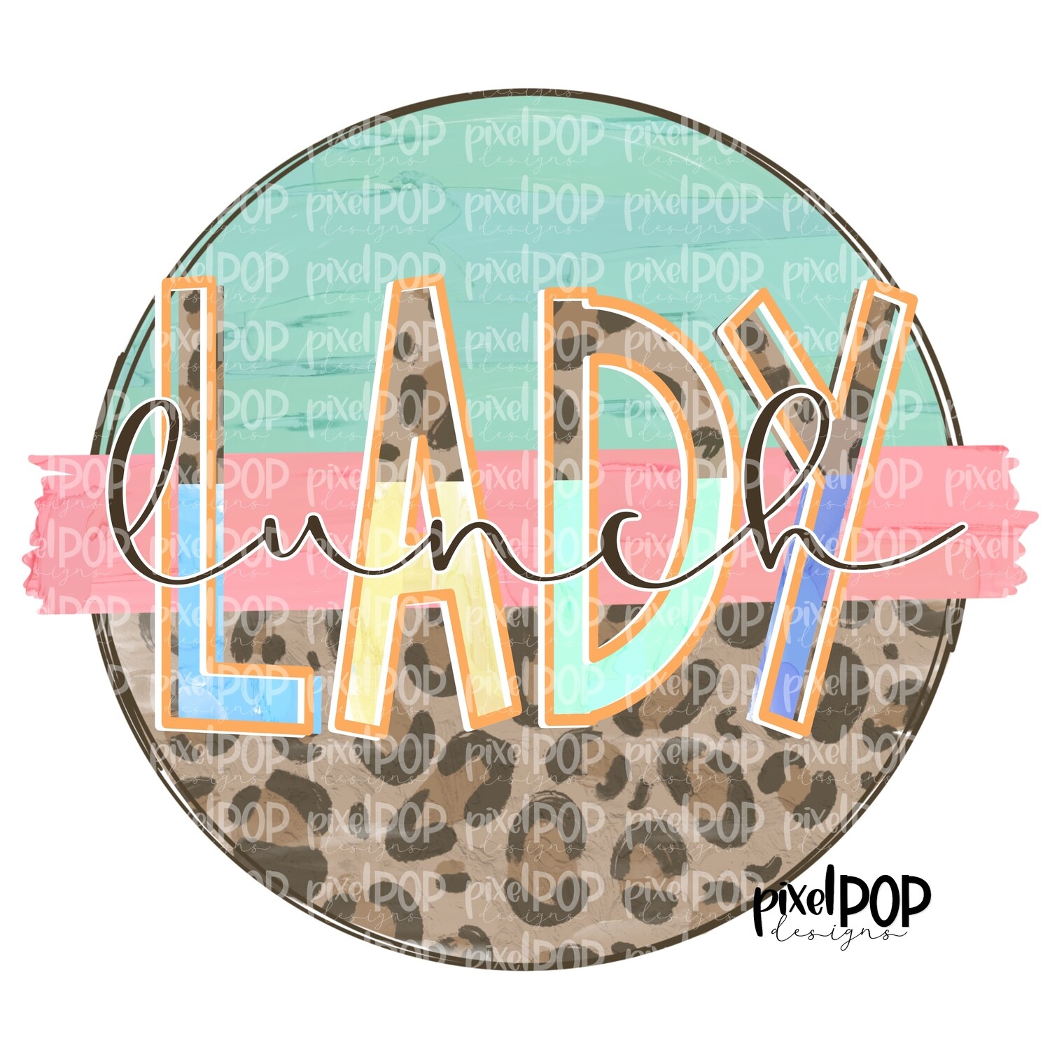 Lunch Lady Leopard and Mint PNG | Lunch Lady Design | Lunch Lady Digital | Hand Painted | Digital Download