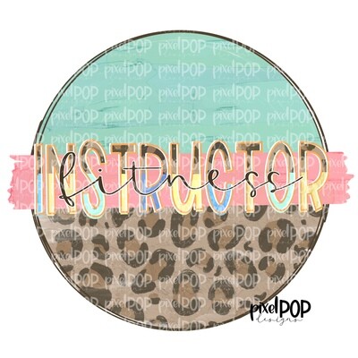 Fitness Instructor Leopard and Mint PNG | Fitness Instructor Design | Fitness Instructor Digital | Hand Painted | Digital Download