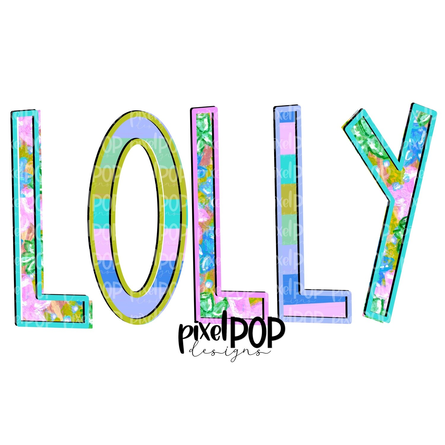 Lolly Floral and Stripe Design PNG | Lolly Art | Lolly Design | Hand Drawn PNG | Sublimation PNG | Digital Download | Mother&#39;s Day | Art