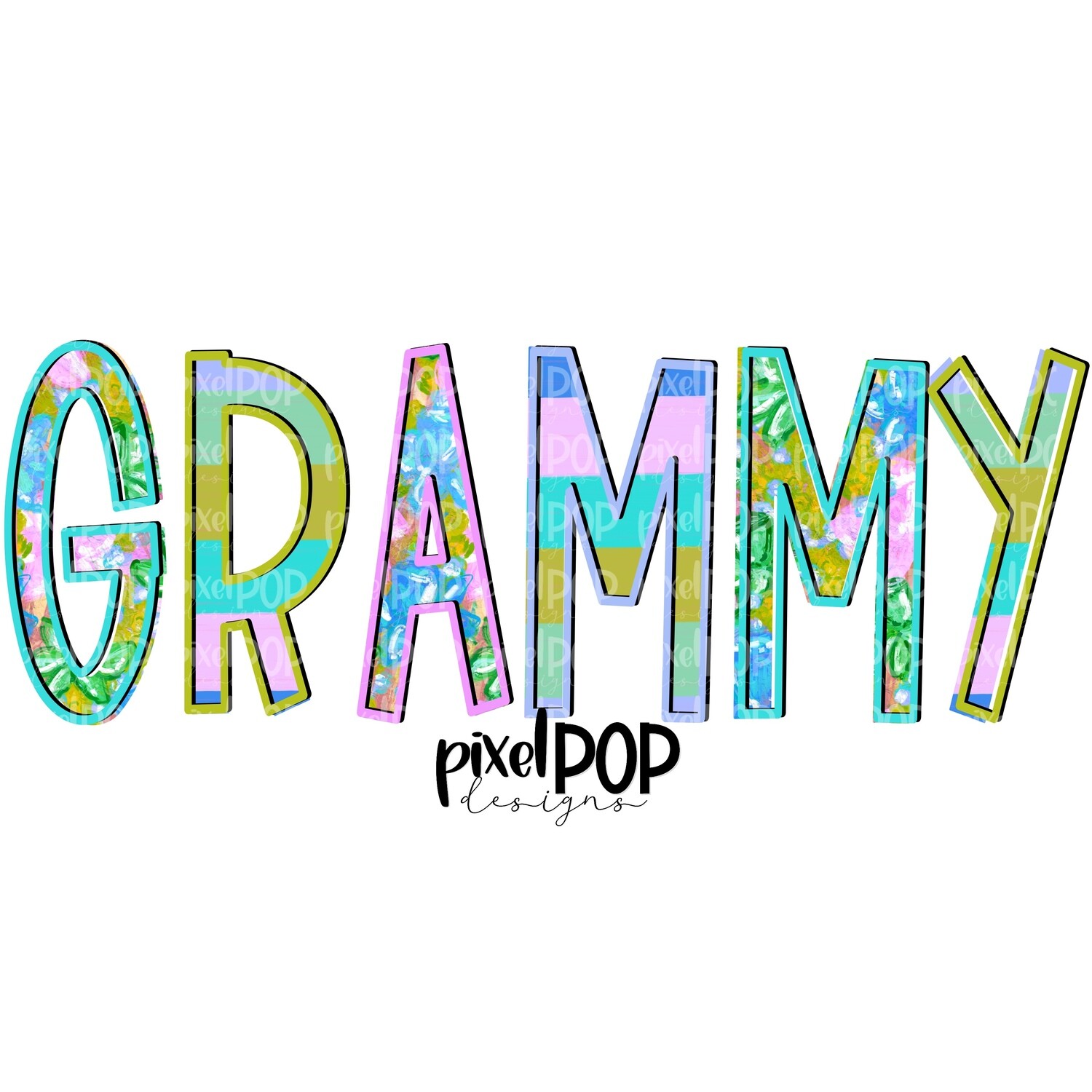 Grammy Floral and Stripe Design PNG | Grammy Art | Grammy Design | Hand Drawn PNG | Sublimation PNG | Digital Download | Mother's Day | Art