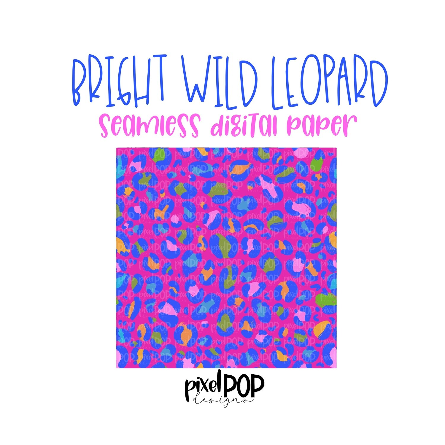 Bright Wild Leopard Print Seamless Digital Paper PNG l Hand Painted | Sublimation PNG | Digital Download | Digital Scrapbooking Paper