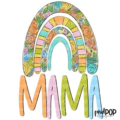 Mama Yellow Floral Rainbow PNG | Rainbow | Miscarriage Infant Pregnancy Loss | Hand Drawn | Sublimation | Digital Download | Printable