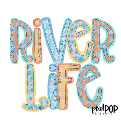 River Life Pastel Leopard PNG | Beach | Summer Design | Sublimation Design | Hand Drawn Art | Digital Download | Printable Art | Clip Art