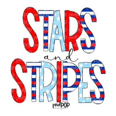 Stars and Stripes PNG | July 4 | Hand Painted Sublimation Design | Independence Day Digital Art | Printable Art | Clip Art