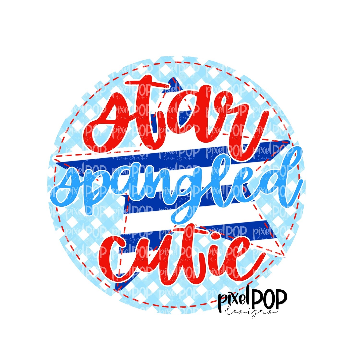 Star Spangled Cutie July 4 Circle PNG | Independence Day Design | Kid's Art | Hand Drawn PNG | July 4th | Digital Download | Printable Art