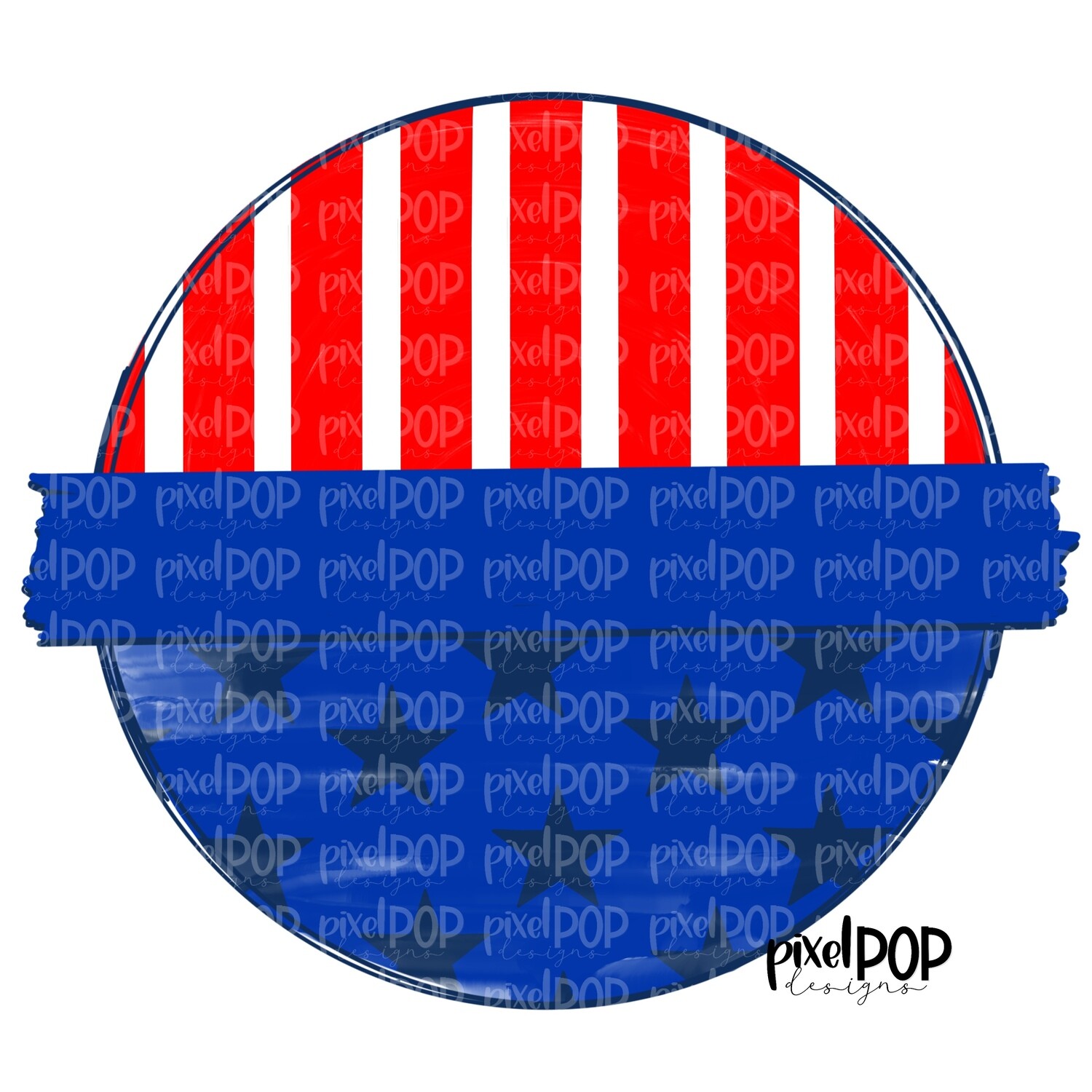 Stars and Stripes July 4 Circle Banner PNG | July 4 Background Design | Hand Drawn PNG | July 4th | Digital Download | Printable Art