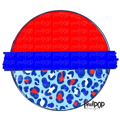Red White Blue July 4 Leopard Circle Banner PNG | Leopard Print Background | Hand Drawn PNG | July 4th | Digital Download | Printable Art