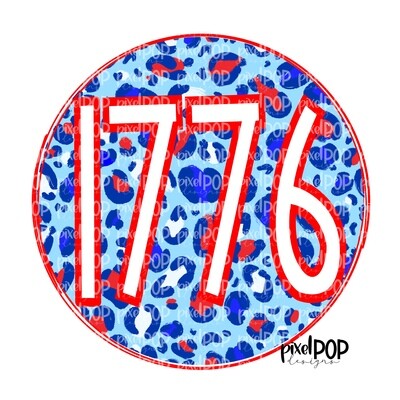 1776 July 4 Leopard Circle PNG | Leopard Print 4th of July Design | Hand Drawn PNG | July 4th | Digital Download | Printable Art