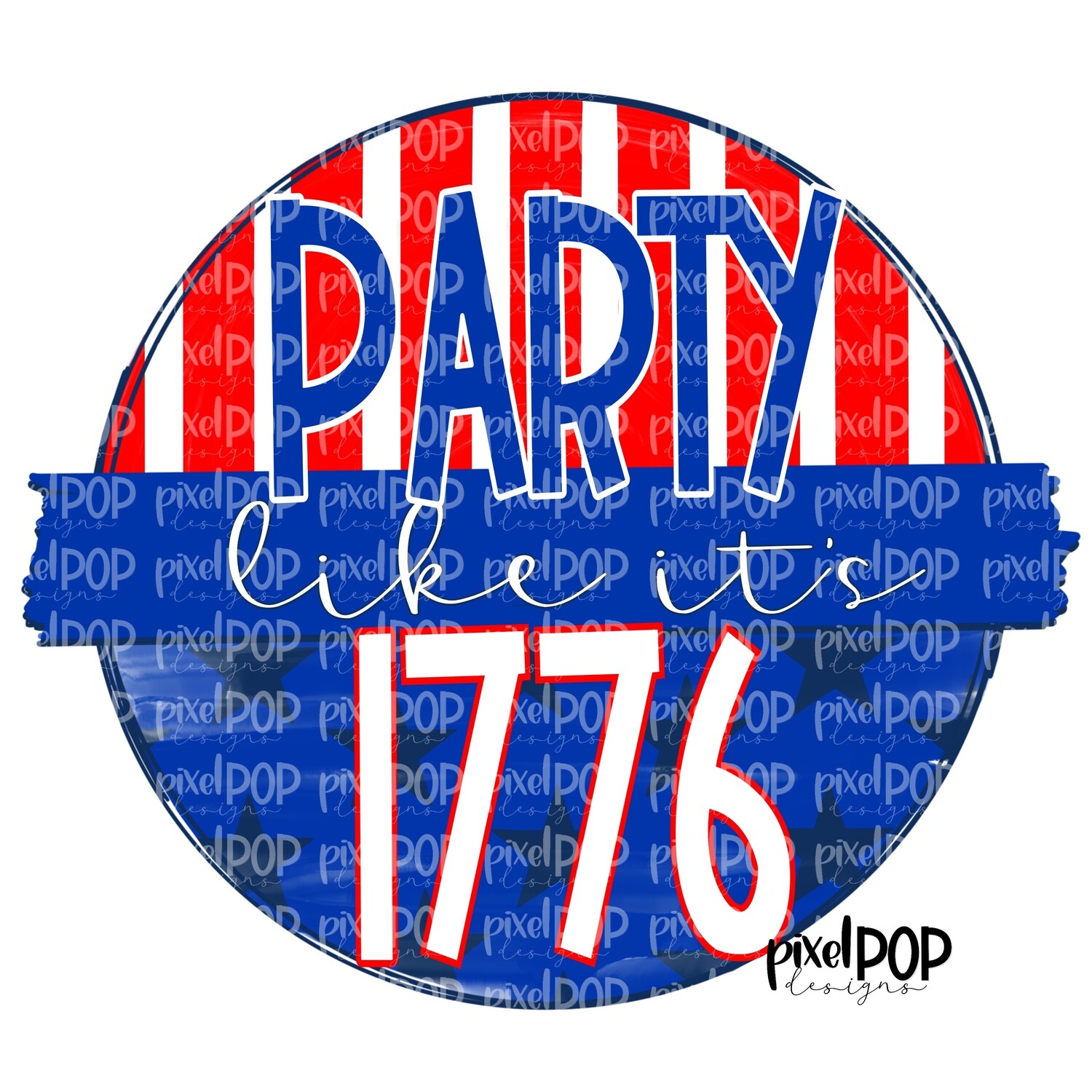Party Like its 1776 July 4 Circle Banner PNG | Leopard Print Background | Hand Drawn PNG | July 4th | Digital Download | Printable Art