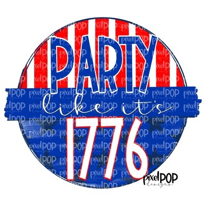 Party Like its 1776 July 4 Circle Banner PNG | Leopard Print Background | Hand Drawn PNG | July 4th | Digital Download | Printable Art