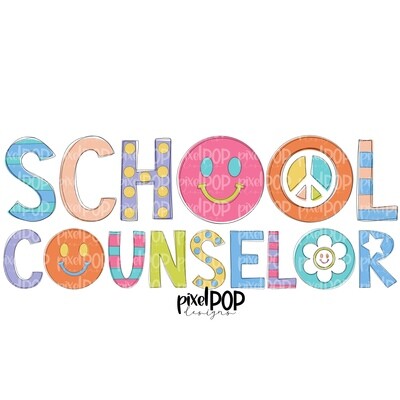 Peace Love School - School Counselor PNG Design | School Design | Sublimation | Digital Art | Digital Download | Printable