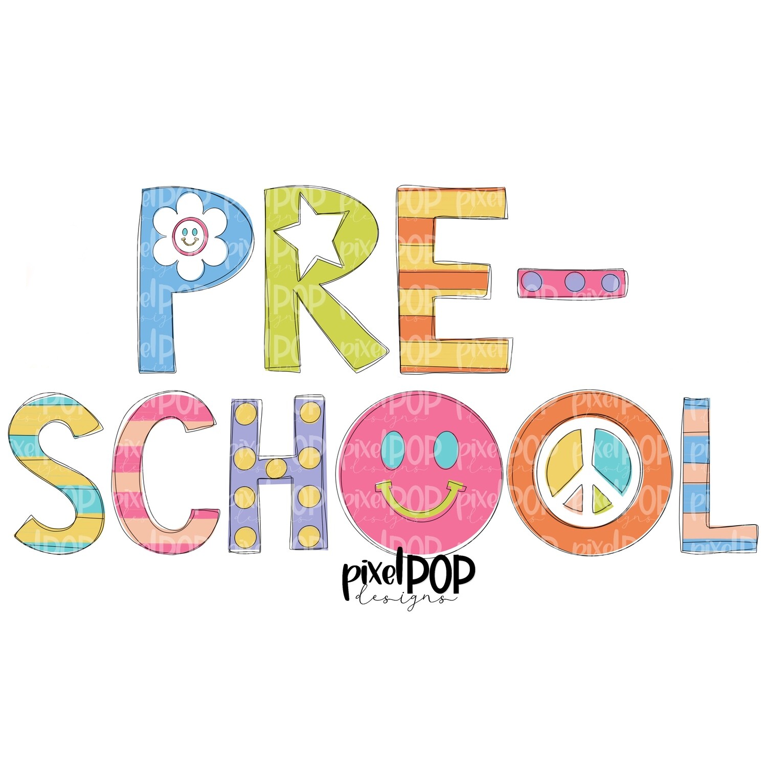 Peace Love School - Preschool PNG Design | School Design | Sublimation | Digital Art | Digital Download | Printable
