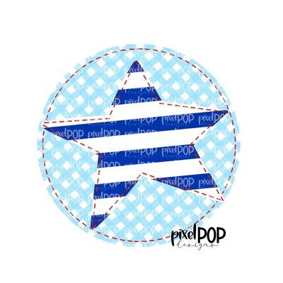 Blue on Blue Star July 4 Circle Blank PNG | Independence Day Design | Kid's Art | Hand Drawn PNG | July 4th | Digital Download | Printable Art