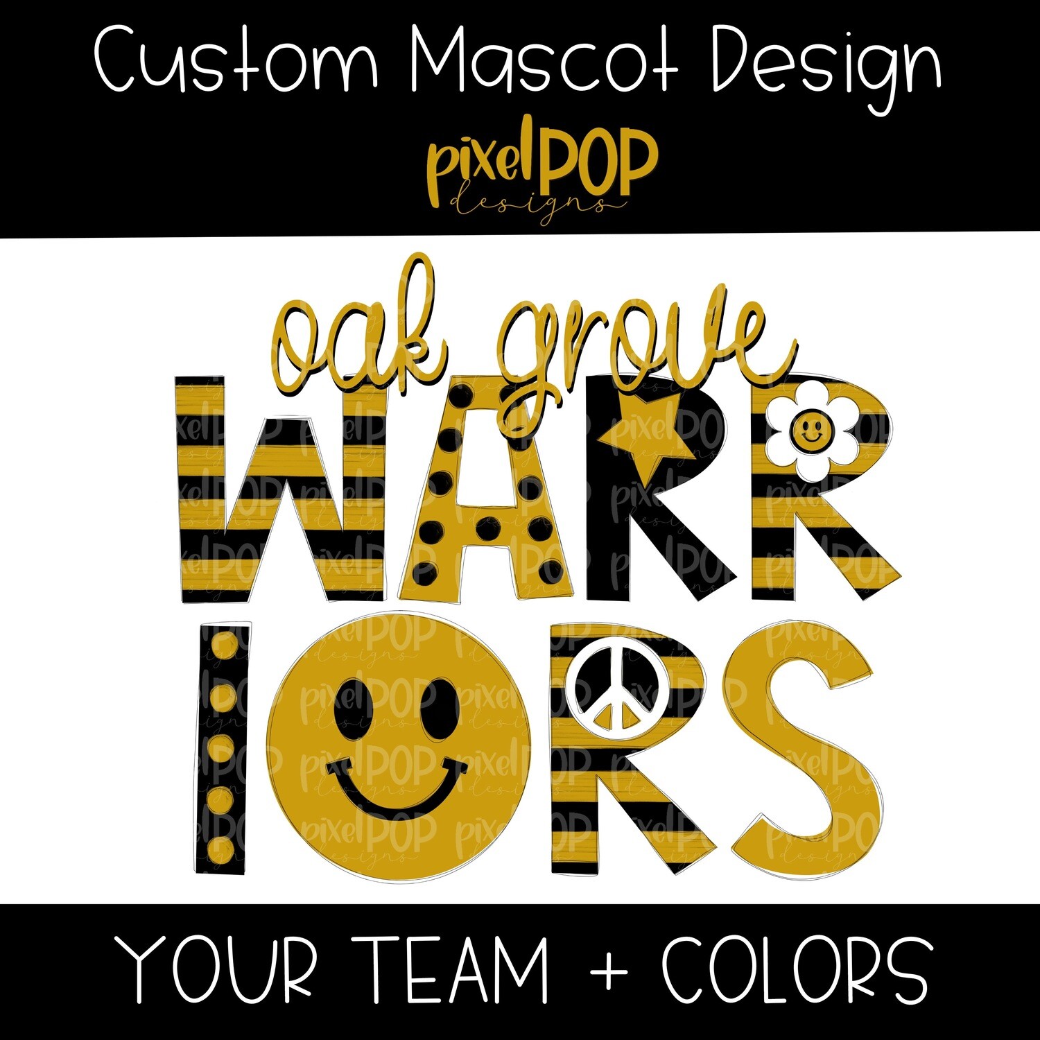 Peace + Love Custom Colors Mascot + School Image Request