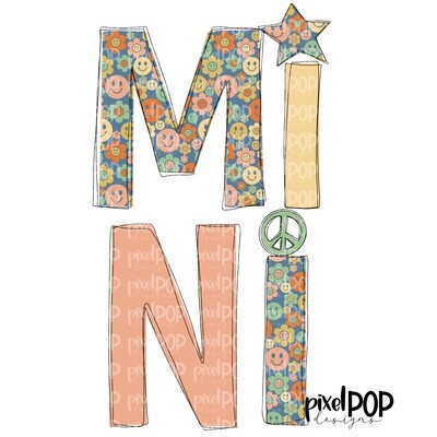 Mini Retro Smileys Design PNG | Mama Art | Mini Daughter Design | Hand Drawn PNG | Sublimation PNG | Digital Download | Mother&#39;s Day | Art