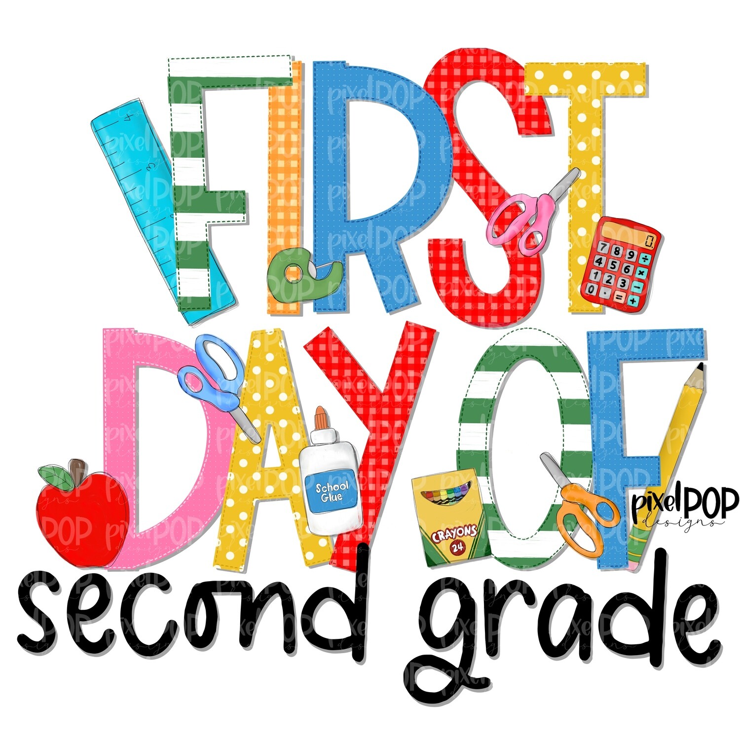 First Day of Second Grade PNG Design | School Design | Sublimation | Digital Art | Digital Download | Printable