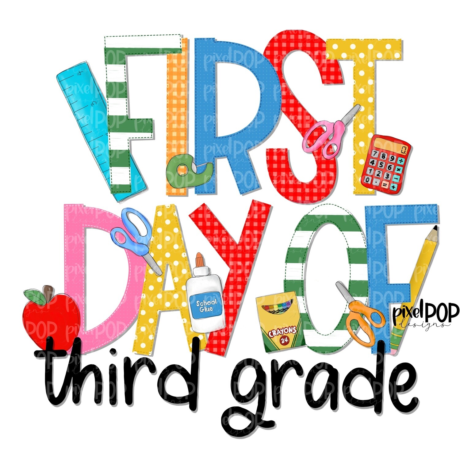 First Day of Third Grade PNG Design | School Design | Sublimation | Digital Art | Digital Download | Printable