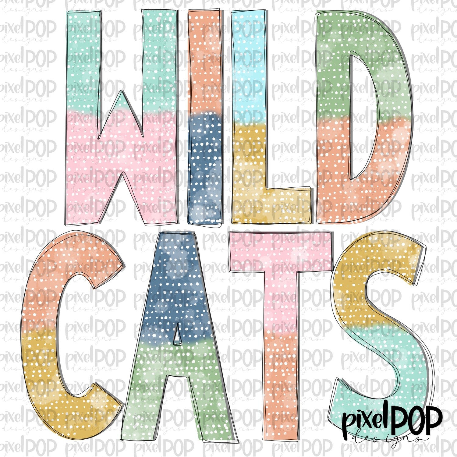 Batik Style Wildcats PNG | Team Sublimation Design | Team Spirit Design | Wildcats Clip Art | Digital Download | Printable Artwork