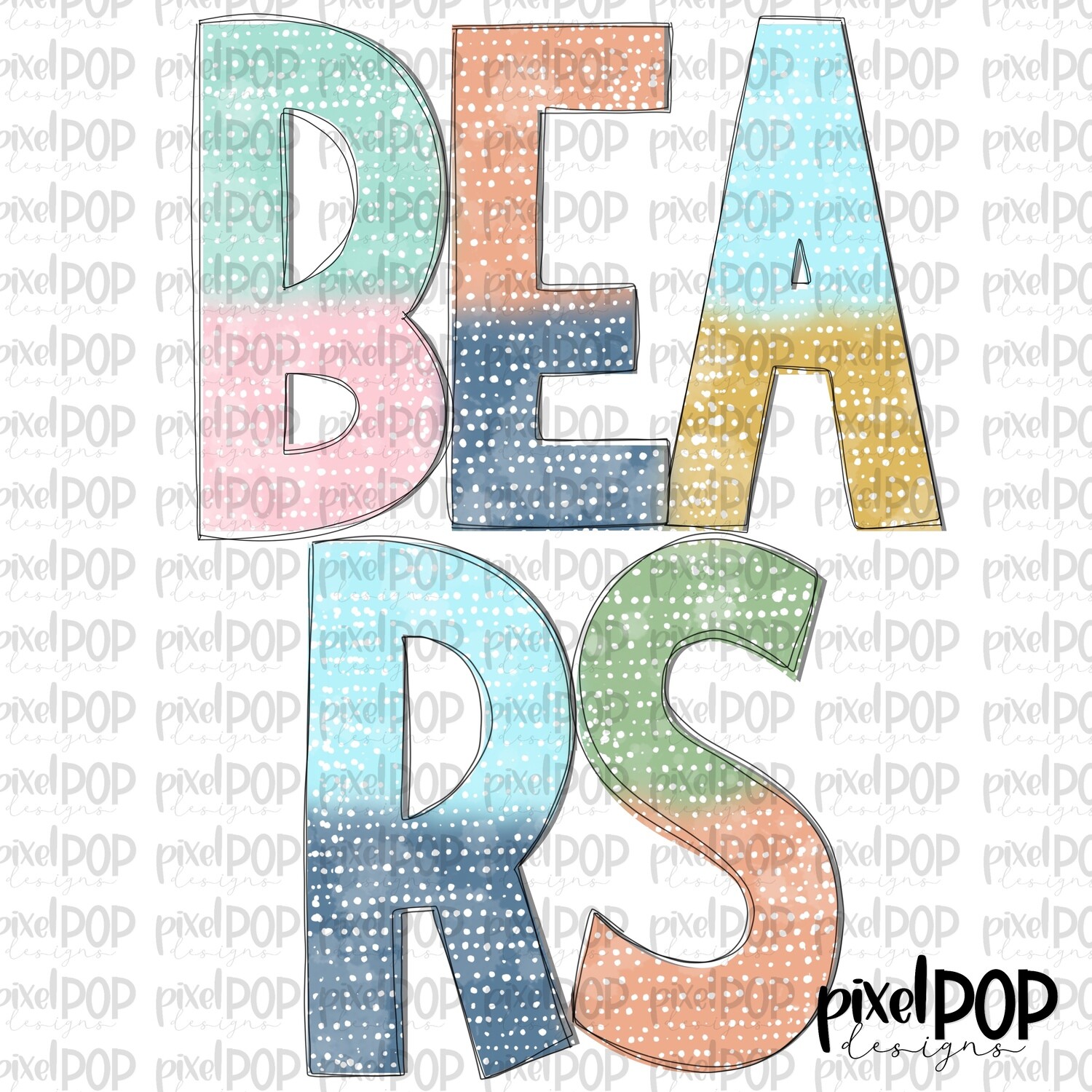 Batik Style Bears PNG | Team Sublimation Design | Team Spirit Design | Bears Clip Art | Digital Download | Printable Artwork