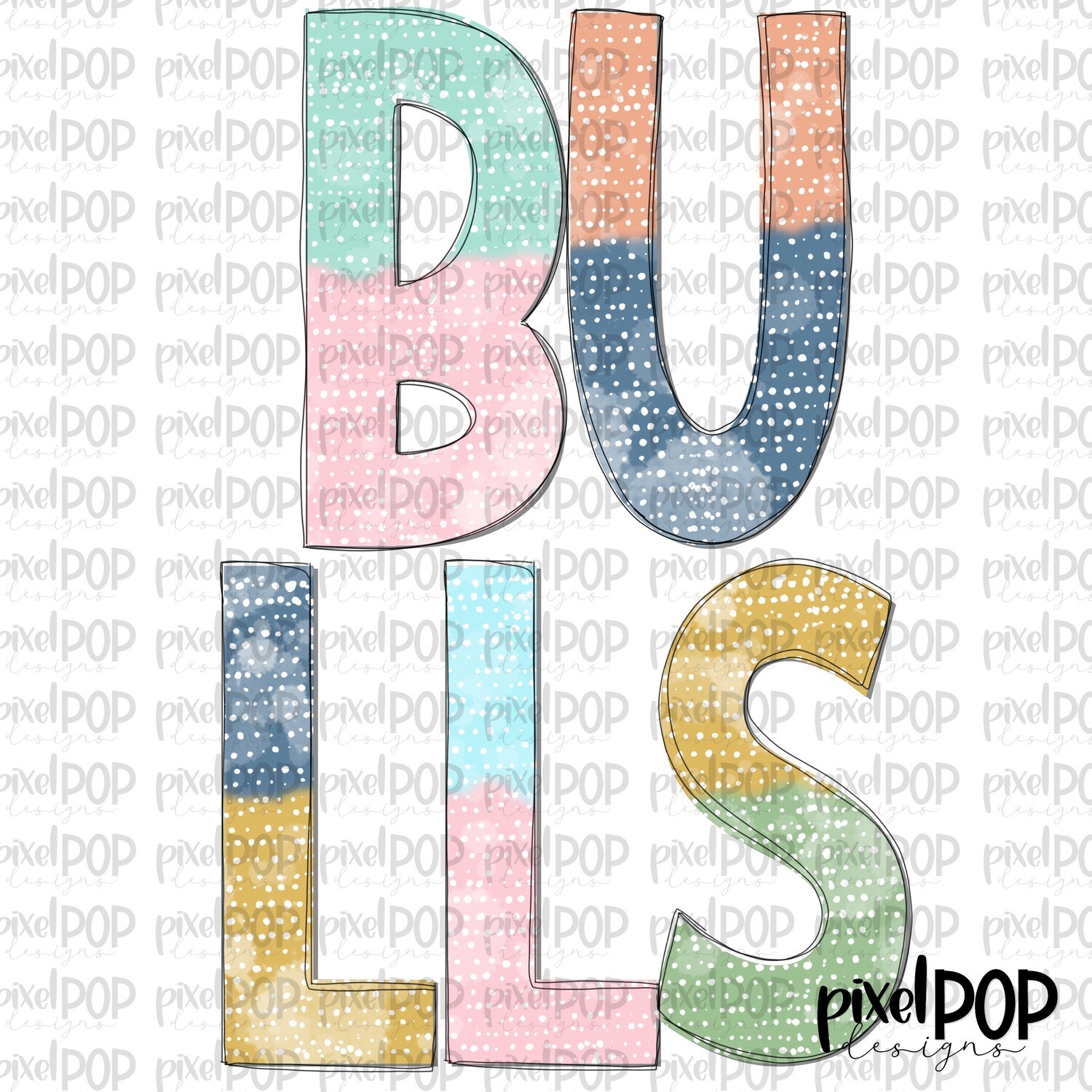 Batik Style Bulls PNG | Team Sublimation Design | Team Spirit Design | Bulls Clip Art | Digital Download | Printable Artwork