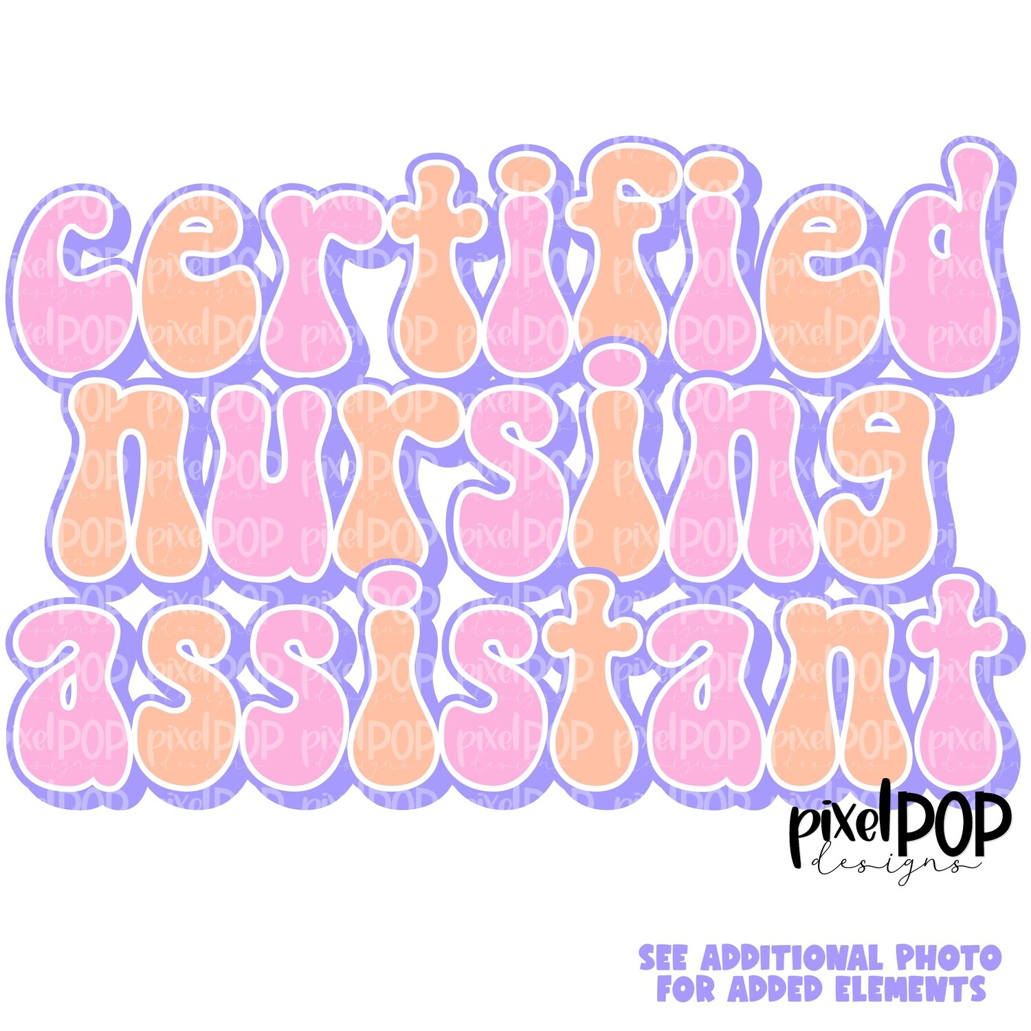 Retro Occupations Certified Nursing Assistant PNG Image Sublimation Art | Hand Drawn Art | Digital Design Download | Clipart