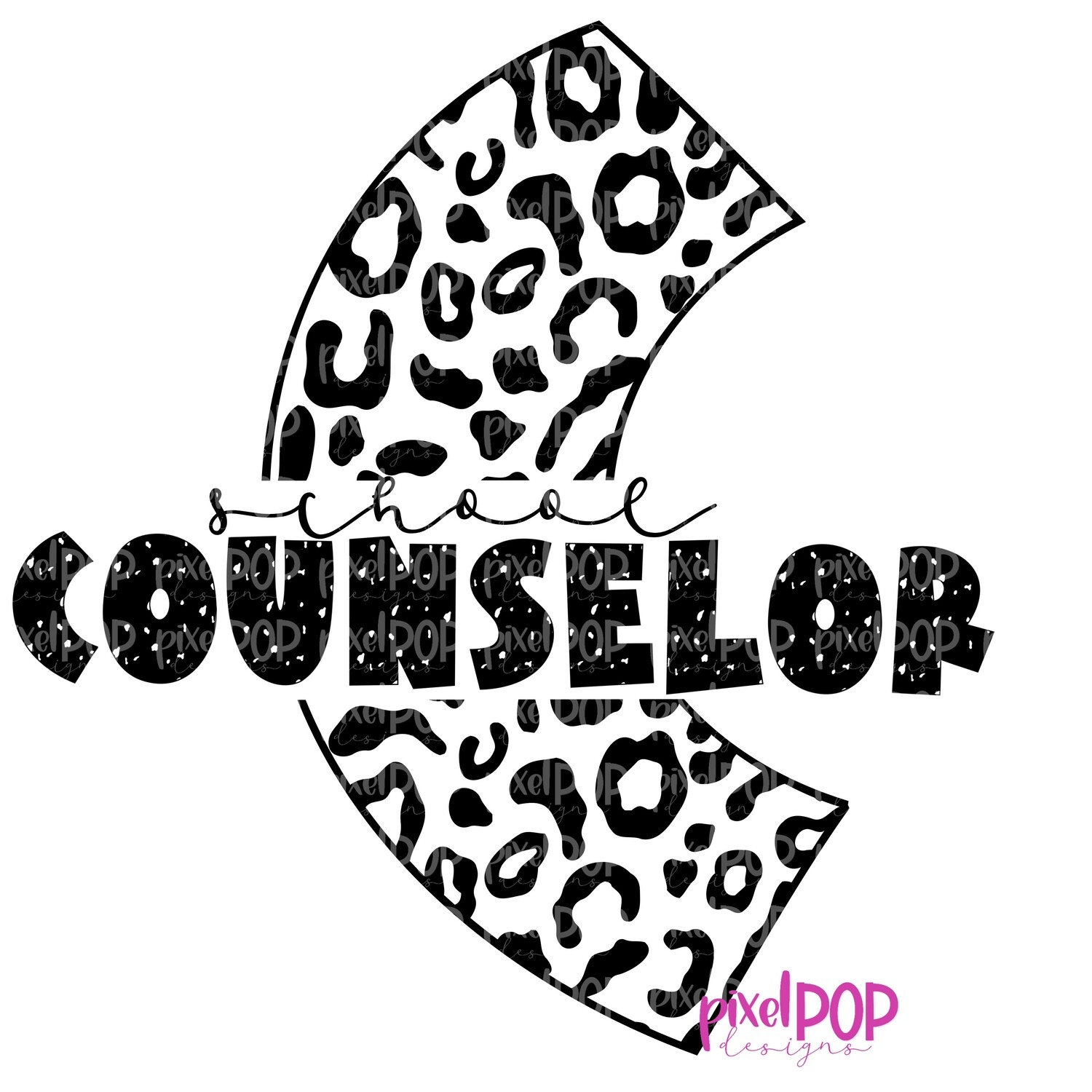 Leopard Print School Occupations School Counselor PNG (Single Color) Image Sublimation Art | Hand Drawn Art | Digital Design Download | Clipart