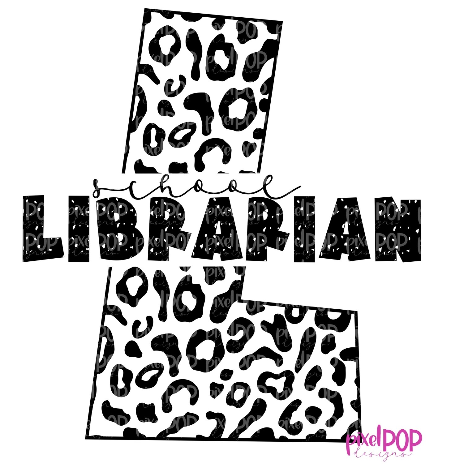 Leopard Print School Occupations School Librarian PNG (Single Color) Image Sublimation Art | Hand Drawn Art | Digital Design Download | Clipart