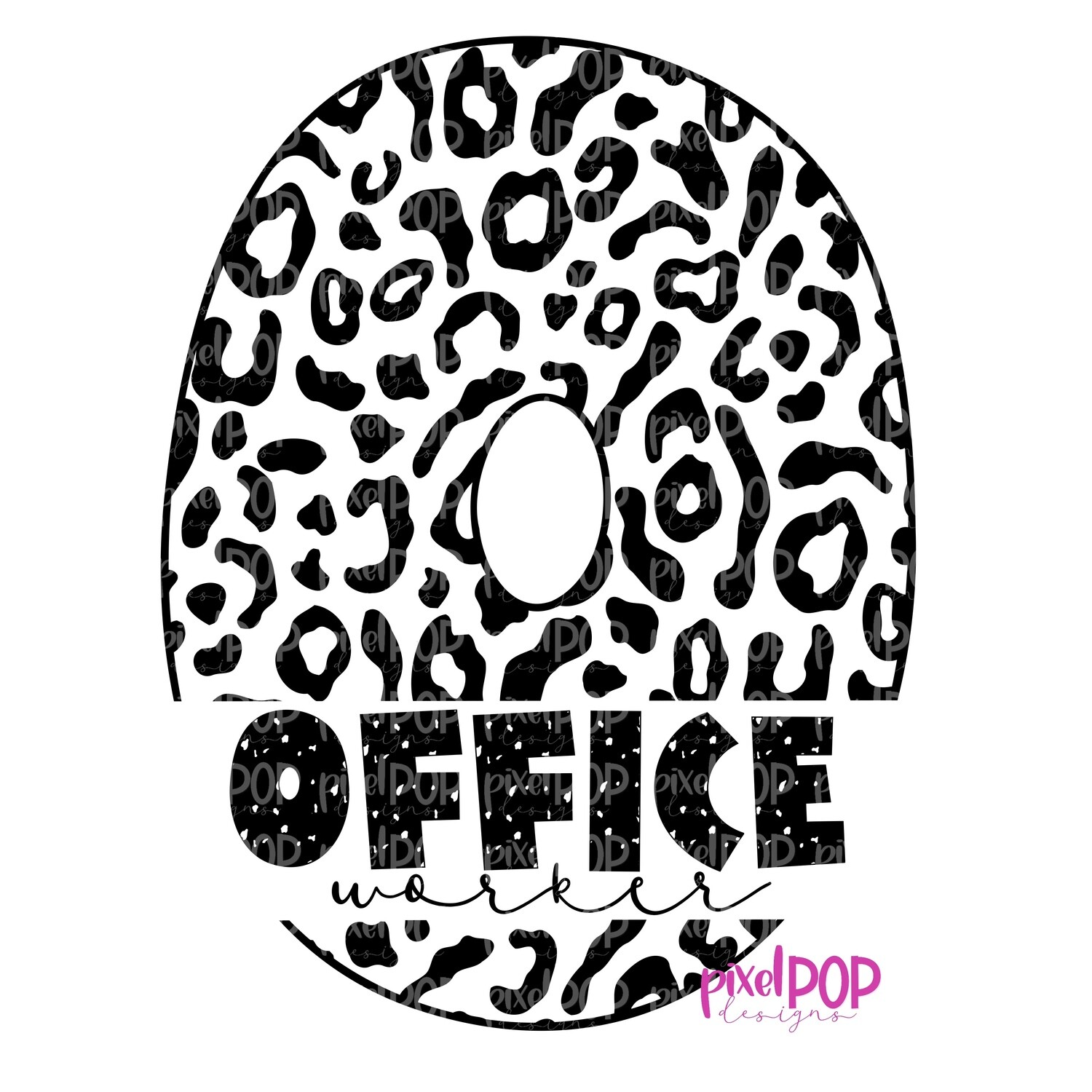 Leopard Print School Occupations Office Worker PNG (Single Color) Image Sublimation Art | Hand Drawn Art | Digital Design Download | Clipart