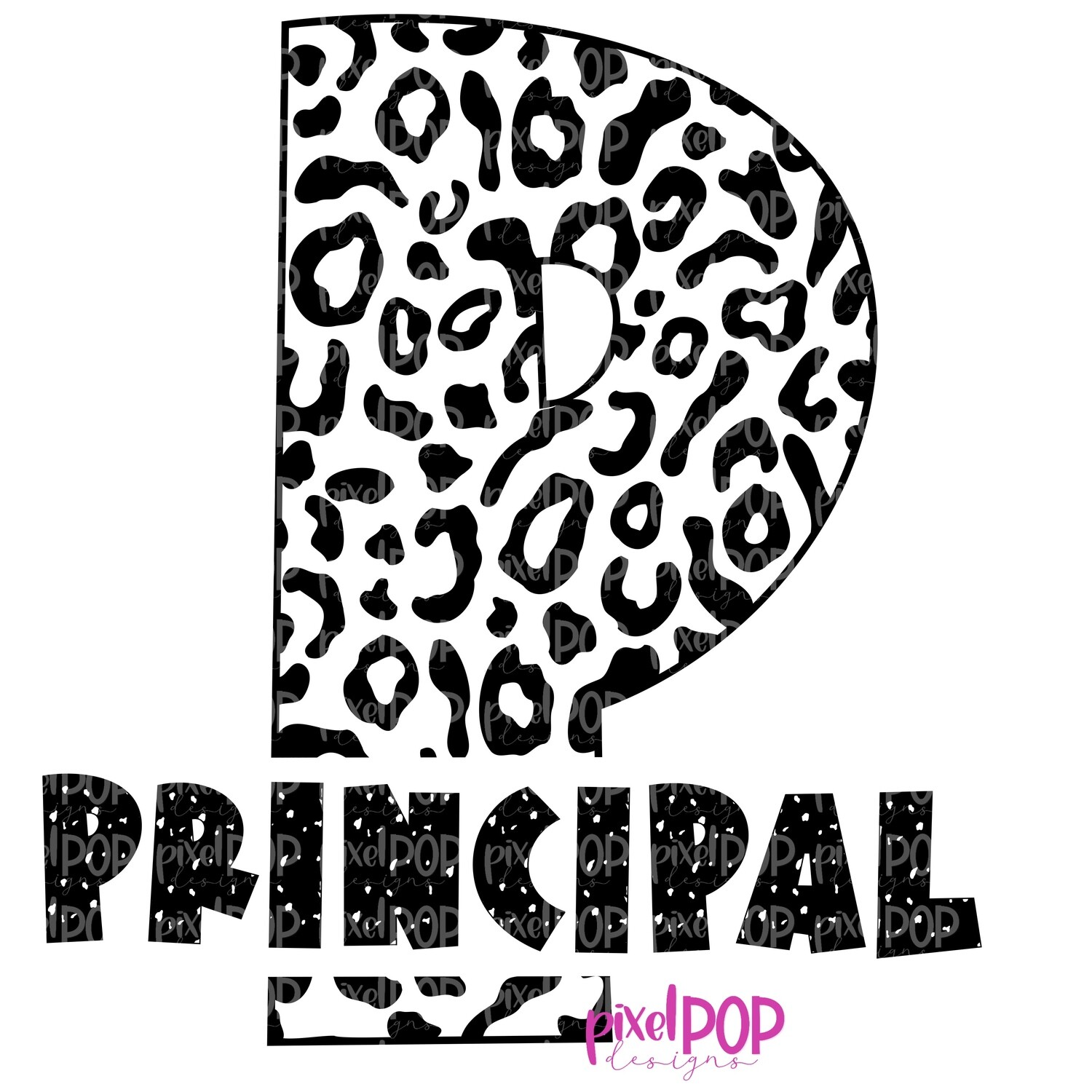 Leopard Print School Occupations Principal PNG (Single Color) Image Sublimation Art | Hand Drawn Art | Digital Design Download | Clipart
