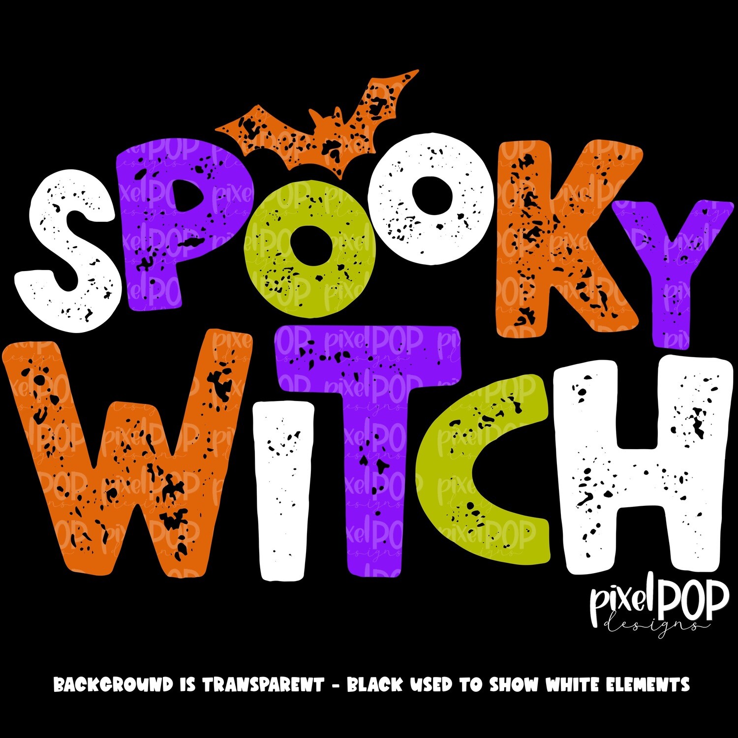 Spooky Witch (WHITE, PURPLE, LIME, ORANGE) Textured PNG | Halloween Design | Spooky Sublimation PNG | Digital Download | Printable Artwork | Art