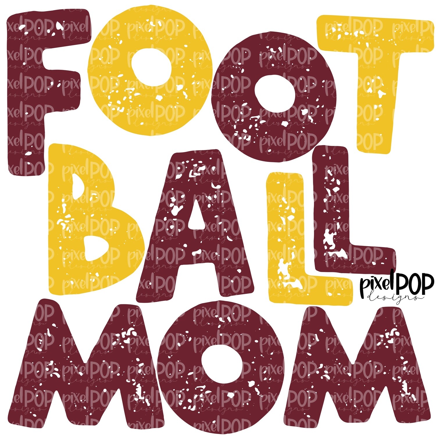 Football Mom Textured Maroon Yellow Design PNG | Football Design | Sublimation Design | Heat Transfer | Digital Print | Printable | Clip Art
