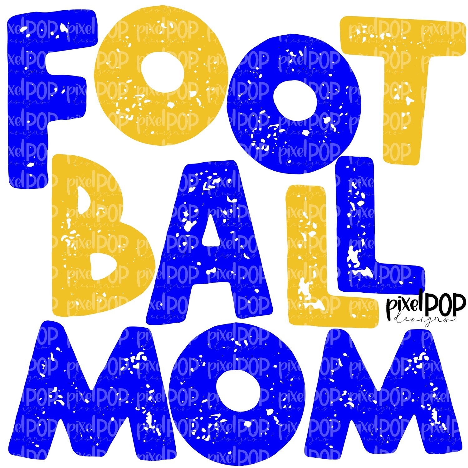 Football Mom Textured Blue Yellow Design PNG | Football Design | Sublimation Design | Heat Transfer | Digital Print | Printable | Clip Art