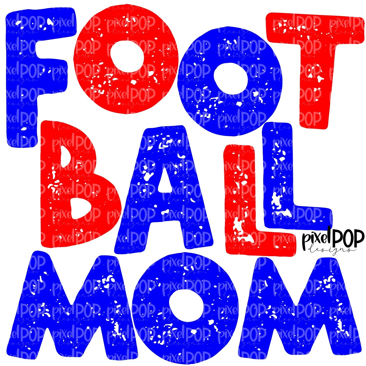 Football Mom Textured Blue Red Design PNG | Football Design | Sublimation Design | Heat Transfer | Digital Print | Printable | Clip Art