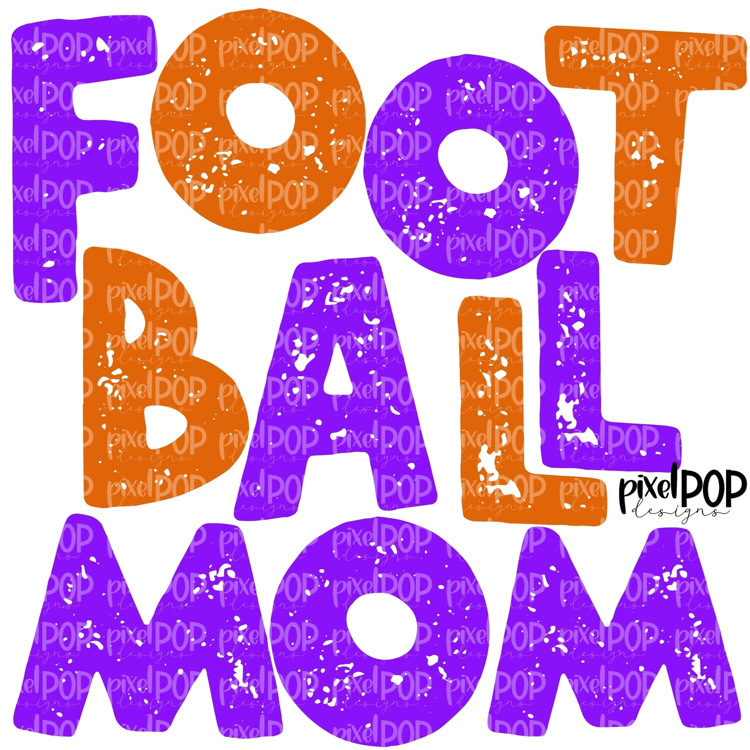 Football Mom Textured Purple Orange Design PNG | Football Design | Sublimation Design | Heat Transfer | Digital Print | Printable | Clip Art