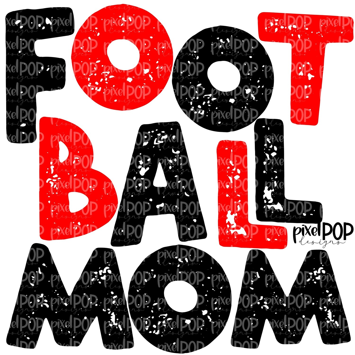 Football Mom Textured Black Red Design PNG | Football Design | Sublimation Design | Heat Transfer | Digital Print | Printable | Clip Art
