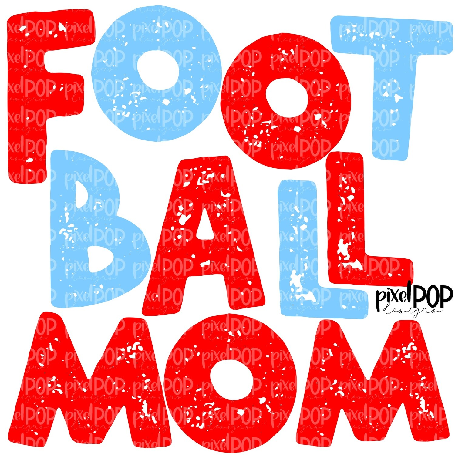 Football Mom Textured Red Columbia Blue Design PNG | Football Design | Sublimation Design | Heat Transfer | Digital Print | Printable | Clip Art