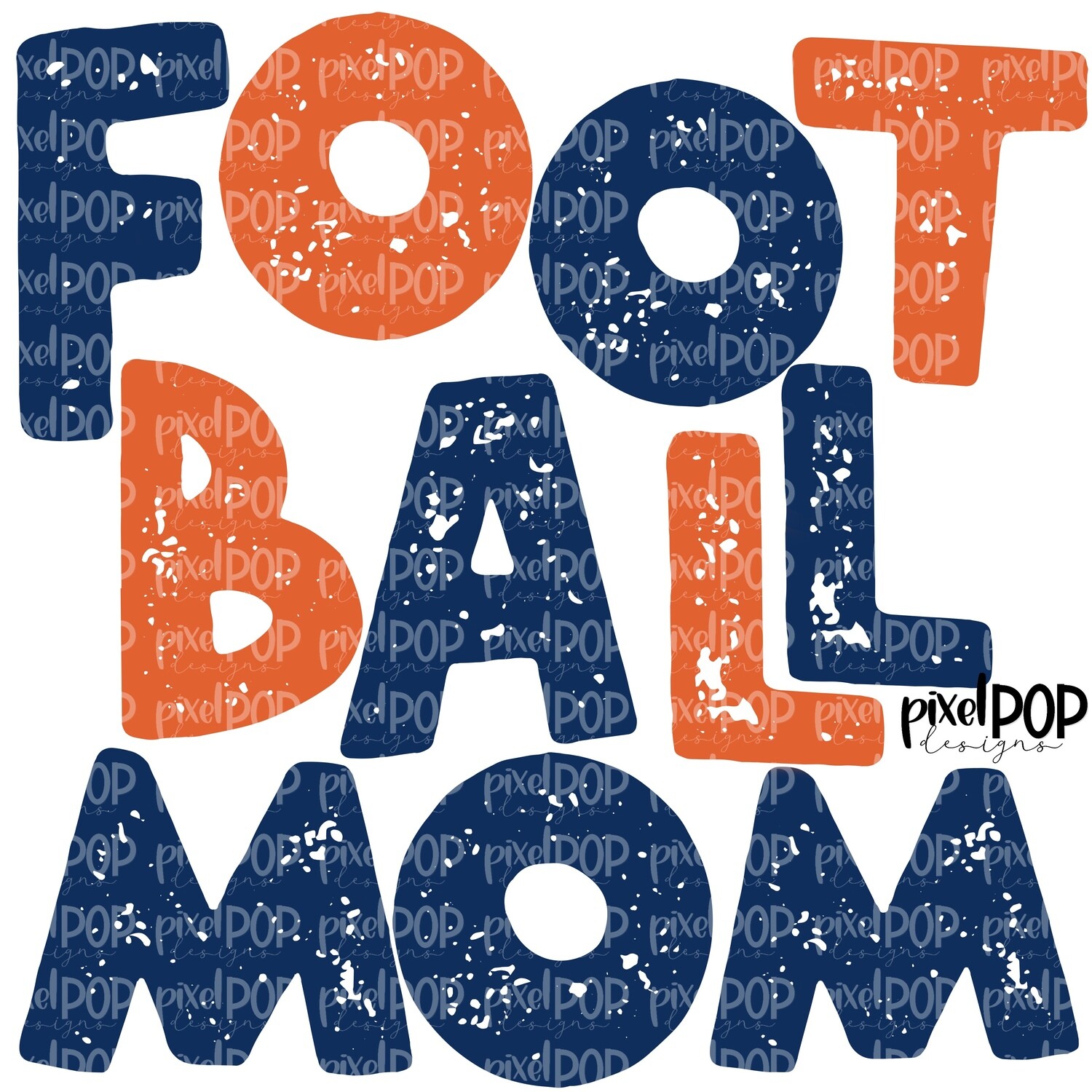 Football Mom Textured Navy Orange Design PNG | Football Design | Sublimation Design | Heat Transfer | Digital Print | Printable | Clip Art