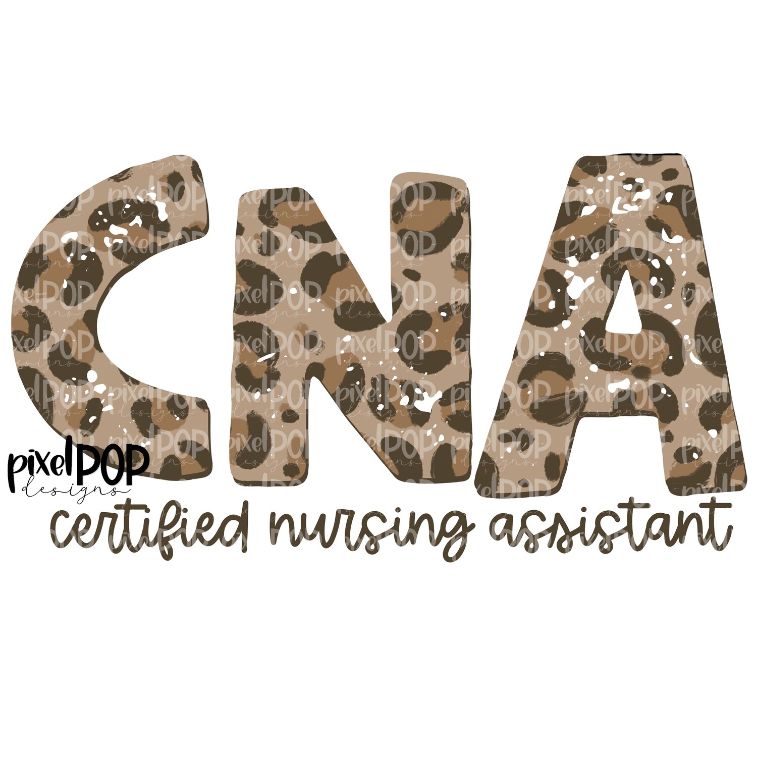 Textured Leopard CNA Certified Nursing Assistant PNG | CNA | CNA Digital | Hand Painted | Digital Download